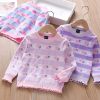 Baby Girl Strawberries Pattern Striped Design Pullover Knitted Sweater